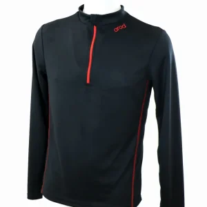 T-shirt homme manches longues col zippé ZOULOU noir rouge