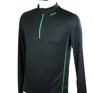 T-shirt homme manches longues col zippé ZOULOU noir vert