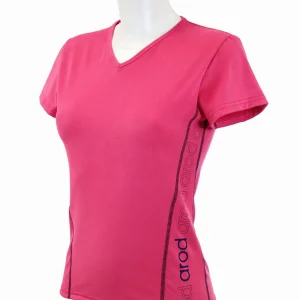 t-shirt femme manches courtes col V WIIT fuchsia