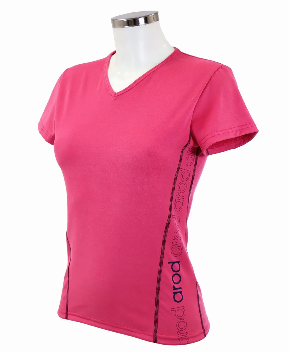 t-shirt femme manches courtes col V WIIT fuchsia