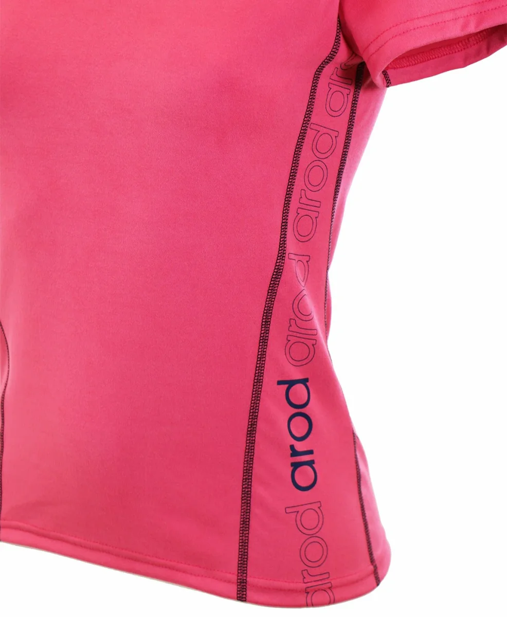 t-shirt femme manches courtes col V WIIT fuchsia – Image 3