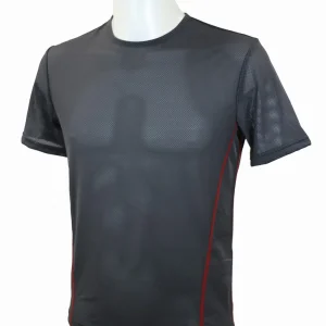 t-shirt homme manches courtes col rond ZUN 3D ajouré Graphite / Rouge