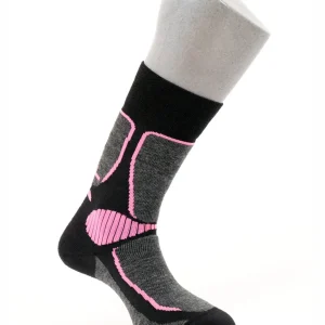 chaussettes laine soie jarrettes APERT Noir / Rose
