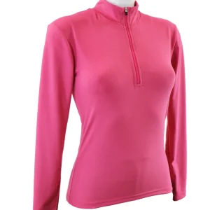 t-shirt femme manches longues col zippé WINDY fuchsia
