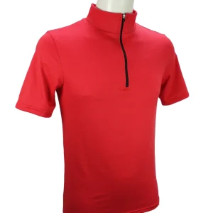 t-shirt homme col zippé manches courtes ZINCY rouge