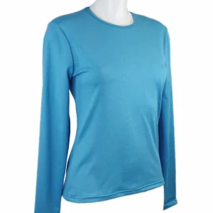 t-shirt femme manches longues col rond WAMI turquoise
