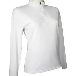 t-shirt femme manches longues col zippé WINDY blanc