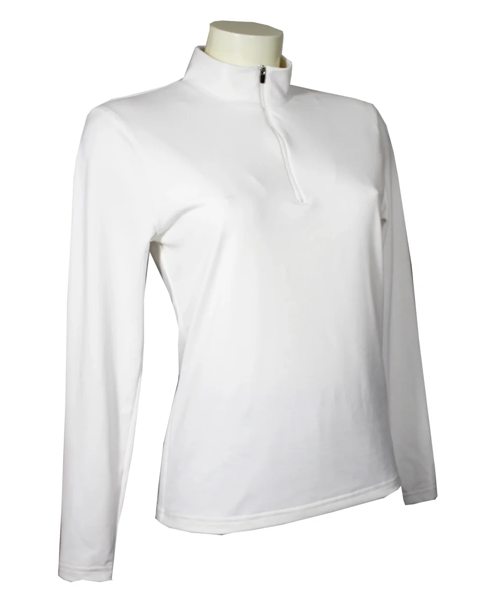 t-shirt femme manches longues col zippé WINDY blanc
