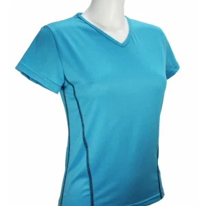 t-shirt femme manches courtes col V WIIT turquoise