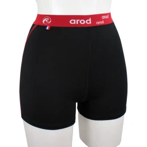 short femme coutures plates WISTE noir / rouge