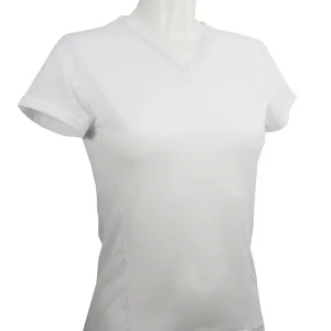 t-shirt femme manches courtes col V WIIT 3D ajouré blanc