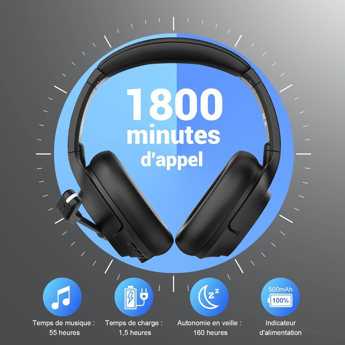 Casque Bluetooth Sans Fil avec Microphone – Image 7