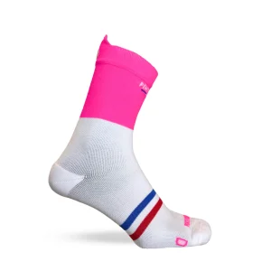 Chaussettes de cyclisme - La Blanche et rose fluo