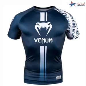 RASHGUARD VENUM LOGO BLEU MANCHES COURTES