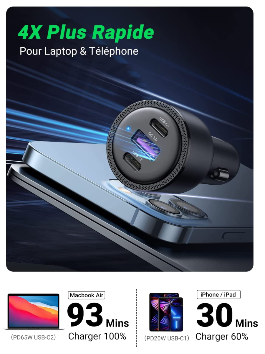 Ugreen 69W Chargeur Allume Cigare – Image 3