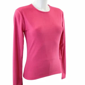 t-shirt femme manches longues col rond WAMI fuchsia