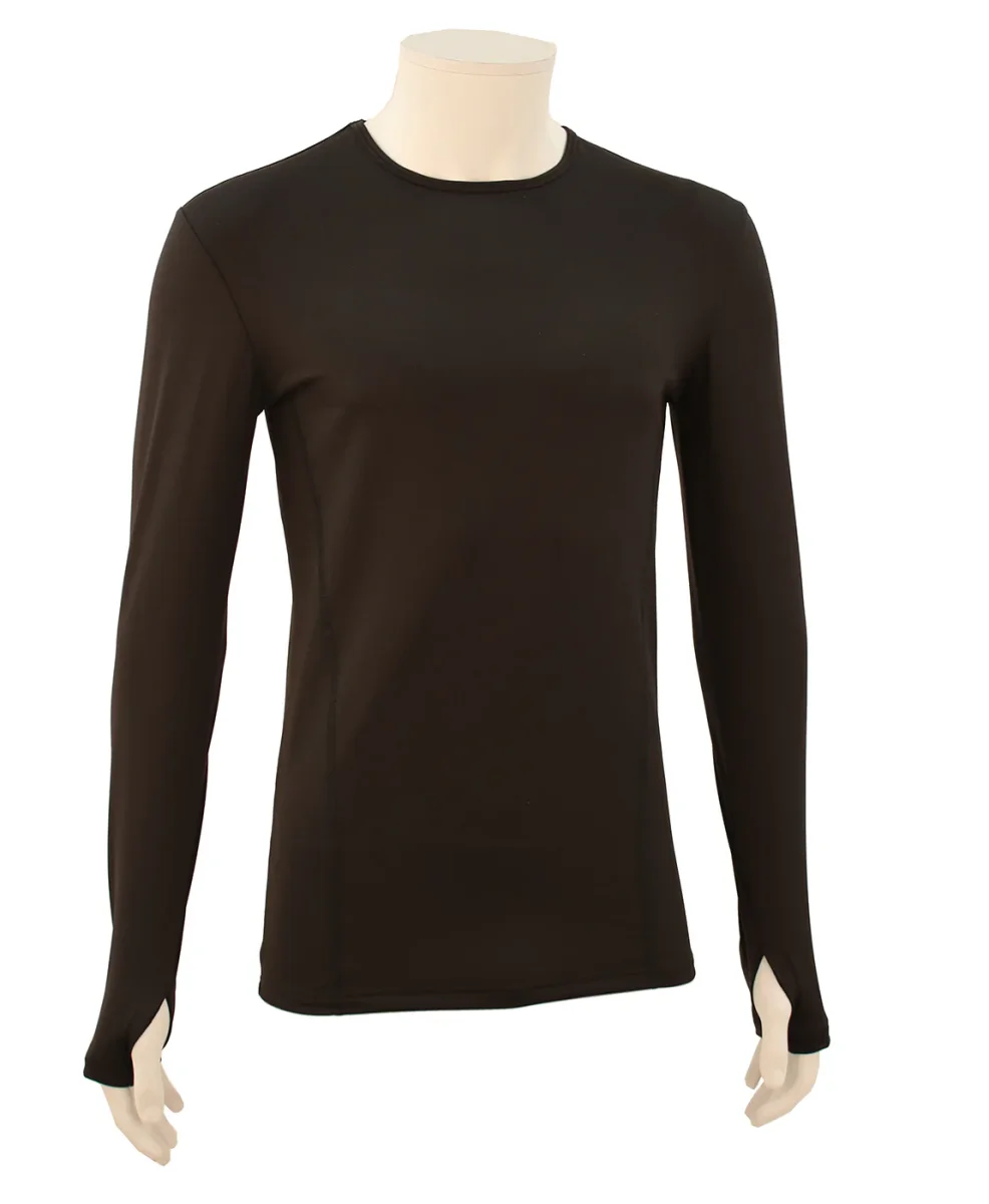 NOUVEAU T-shirt homme manches longues col rond ZAMIR Noir – Image 2