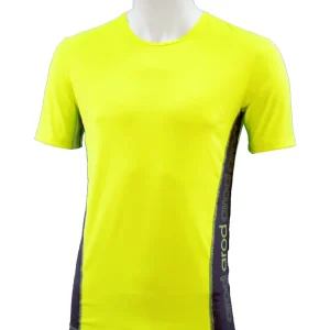 T-shirt homme respirant ZUN jaune FLUO et côtés Ebène