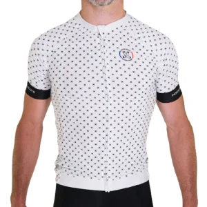 Maillot de vélo Blanc à croix noir ♻️ recyclé