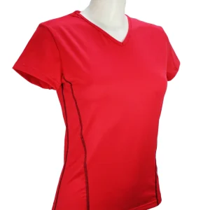 t-shirt femme manches courtes col V WIIT rouge
