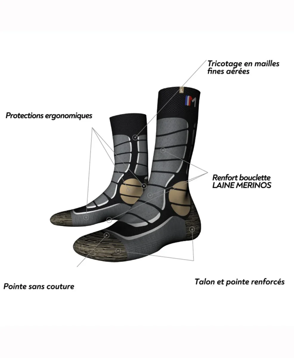 Chaussette laine MONNET - TREK MEDIUM - Gris foncé et Bordeaux – Image 5