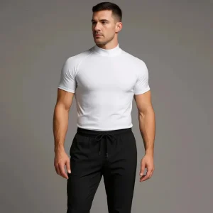 T-shirt compression manches courtes à col roulé - EliteFit