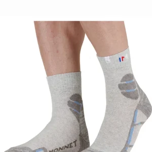 Chaussettes en lin MONNET - TREK LIN MID - Gris et Bleu