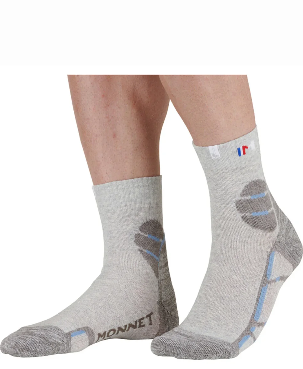 Chaussettes en lin MONNET - TREK LIN MID - Gris et Bleu