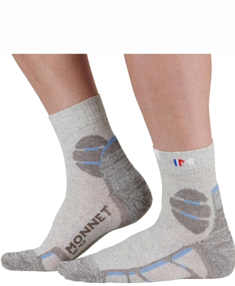 Chaussettes en lin MONNET - TREK LIN MID - Gris et Bleu – Image 2