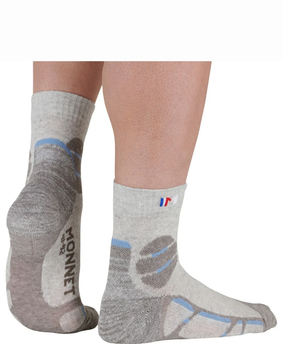 Chaussettes en lin MONNET - TREK LIN MID - Gris et Bleu – Image 4
