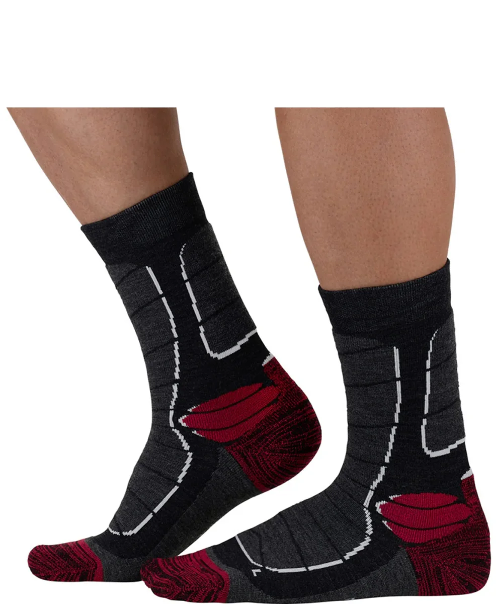 Chaussette laine MONNET - TREK MEDIUM - Gris foncé et Bordeaux – Image 3