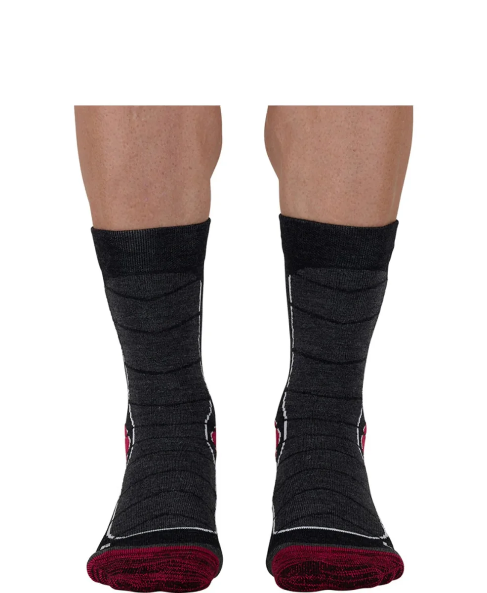 Chaussette laine MONNET - TREK MEDIUM - Gris foncé et Bordeaux – Image 4